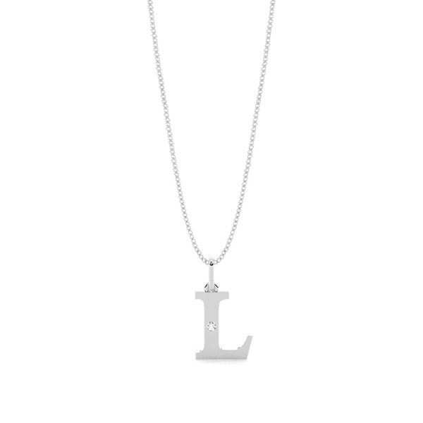 L Initial Pendant Necklace in Silver