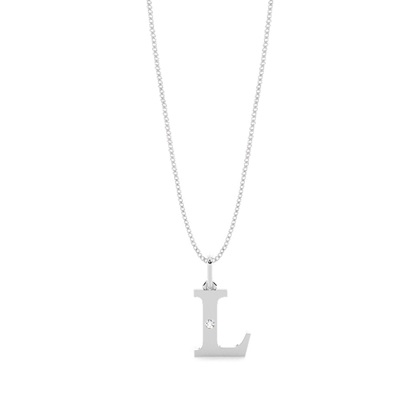 L Initial Pendant Necklace in Silver