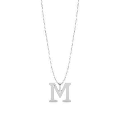 M Initial Pendant Necklace in Silver
