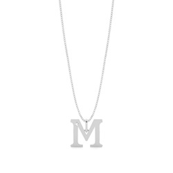 M Initial Pendant Necklace in Silver