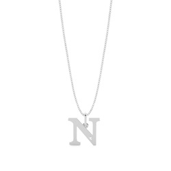 N Initial Pendant Necklace in Silver