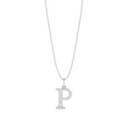 P Initial Pendant Necklace in Silver