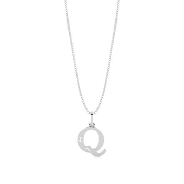 Q Initial Pendant Necklace in Silver