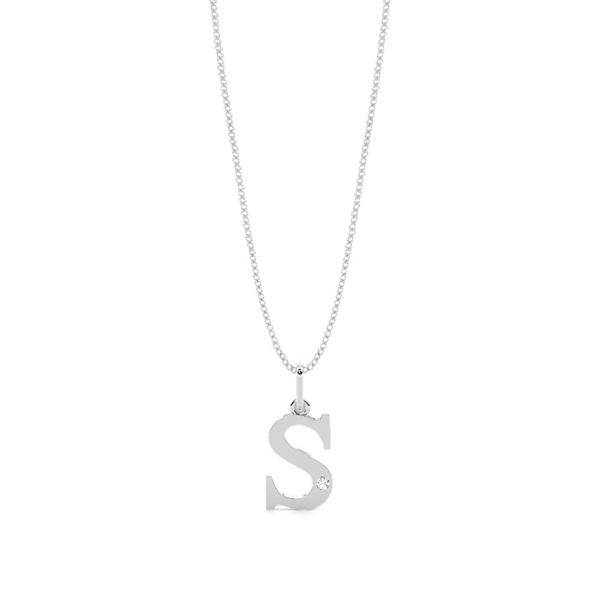 S Initial Pendant Necklace in Silver