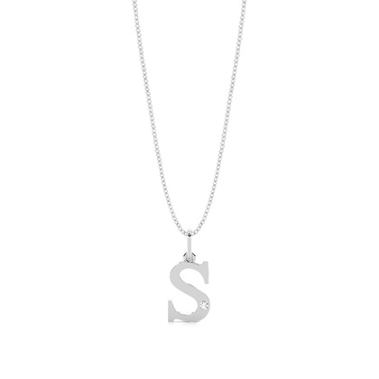 S Initial Pendant Necklace in Silver