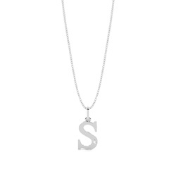 S Initial Pendant Necklace in Silver