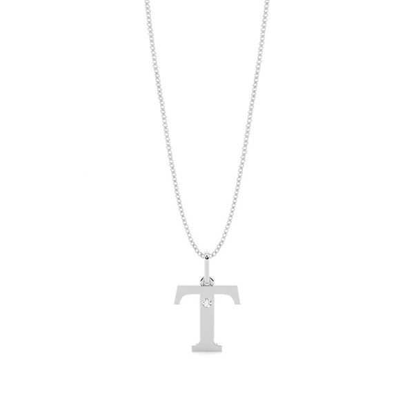 T Initial Pendant Necklace in Silver
