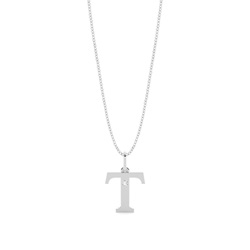 T Initial Pendant Necklace in Silver