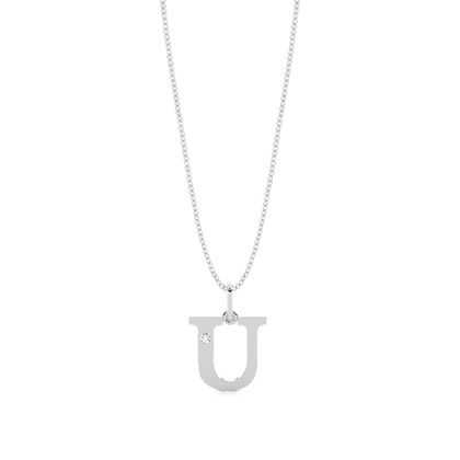 U Initial Pendant Necklace in Silver