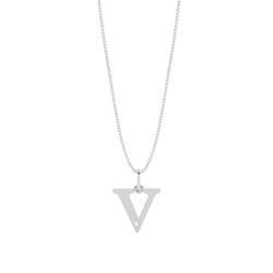 V Initial Pendant Necklace in Silver