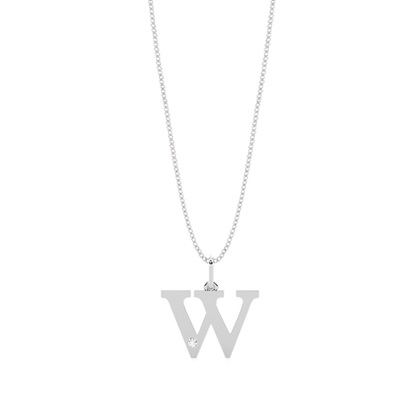 W Initial Pendant Necklace in Silver
