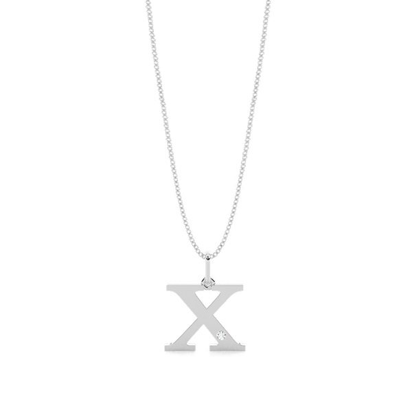 X Initial Pendant Necklace in Silver