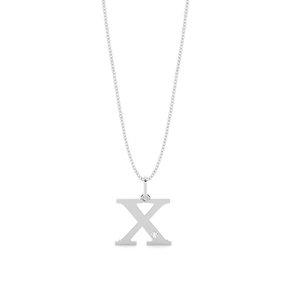 X Initial Pendant Necklace in Silver