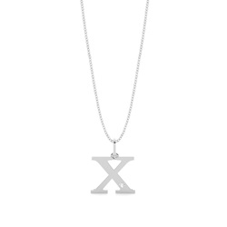 X Initial Pendant Necklace in Silver