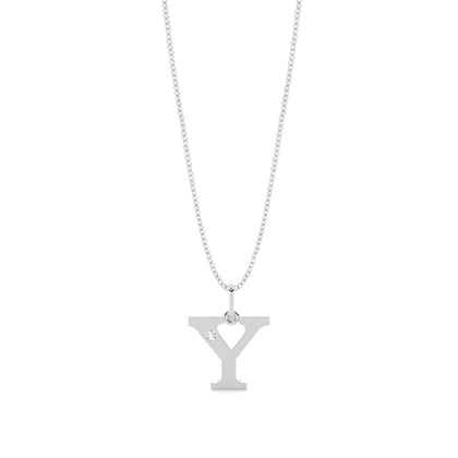 Y Initial Pendant Necklace in Silver