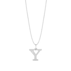 Y Initial Pendant Necklace in Silver