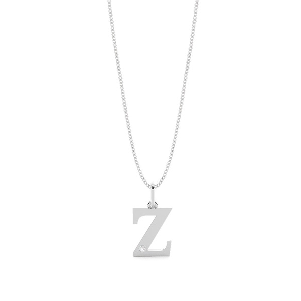Z Initial Pendant Necklace in Silver