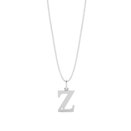 Z Initial Pendant Necklace in Silver