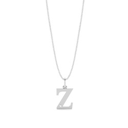 Z Initial Pendant Necklace in Silver