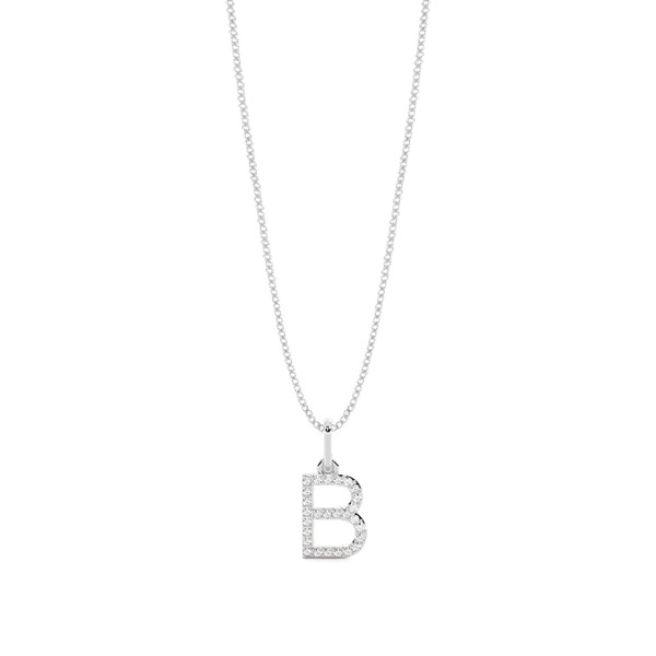 B Diamond Initial Pendant Necklace