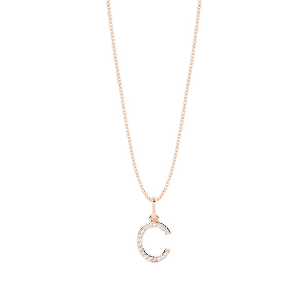 C Diamond Initial Pendant Necklace