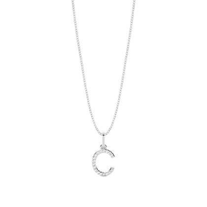C Diamond Initial Pendant Necklace