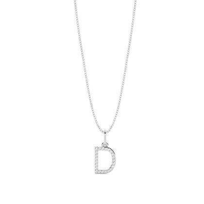 D Diamond Initial Pendant Necklace