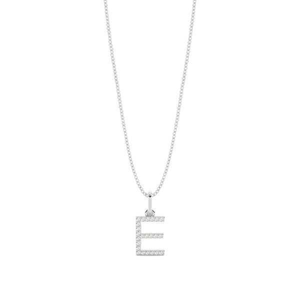 E Diamond Initial Pendant Necklace