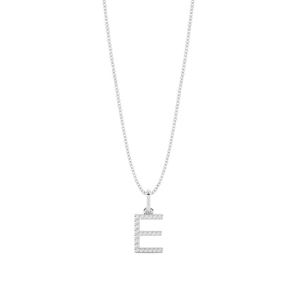 E Diamond Initial Pendant Necklace