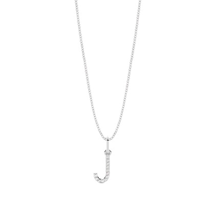 J Diamond Initial Pendant Necklace