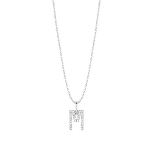 M Diamond Initial Pendant Necklace