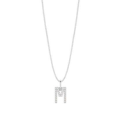 M Diamond Initial Pendant Necklace