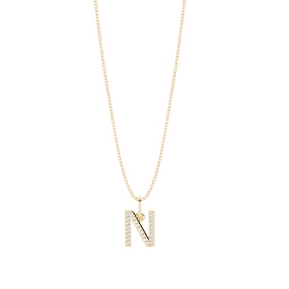 Yellow Gold Initial Diamond Pendants
