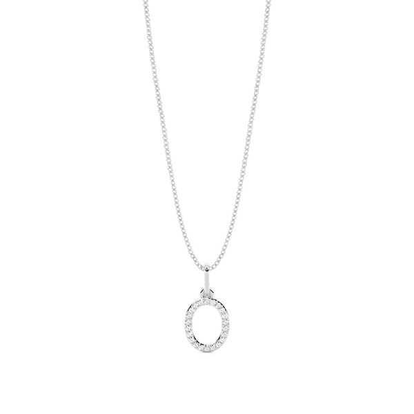 O Diamond Initial Pendant Necklace