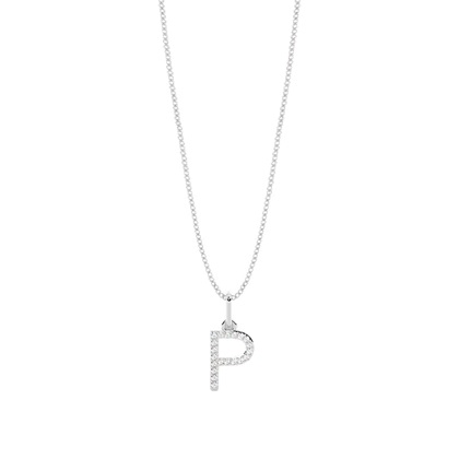 P Diamond Initial Pendant Necklace