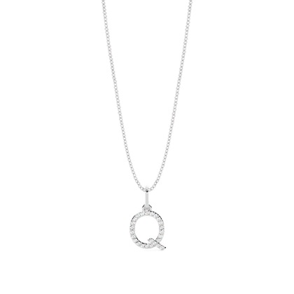 Q Diamond Initial Pendant Necklace