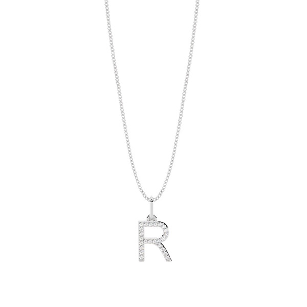 R Diamond Initial Pendant Necklace