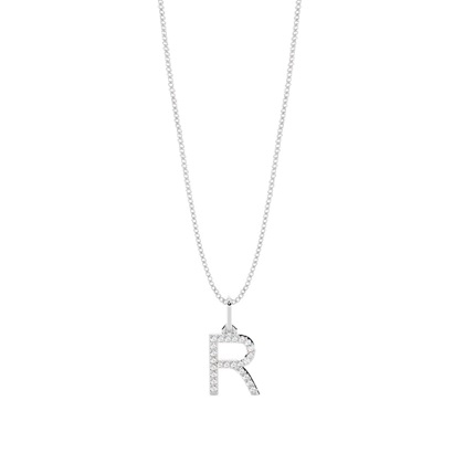 R Diamond Initial Pendant Necklace