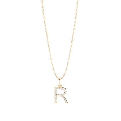Yellow Gold Initial Diamond Pendants