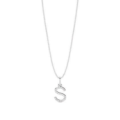 S Diamond Initial Pendant Necklace