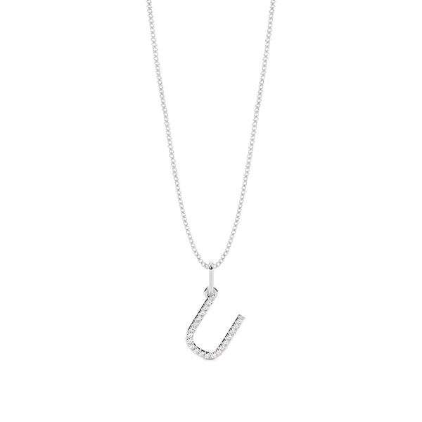 U Diamond Initial Pendant Necklace
