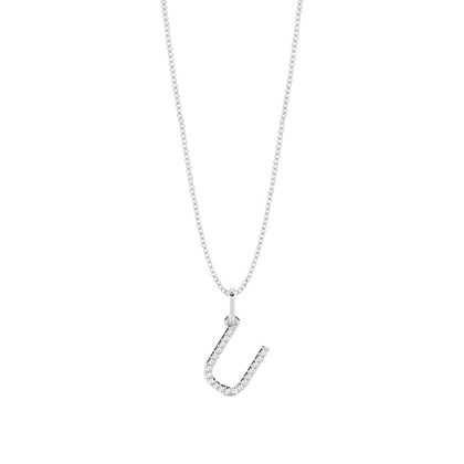 U Diamond Initial Pendant Necklace