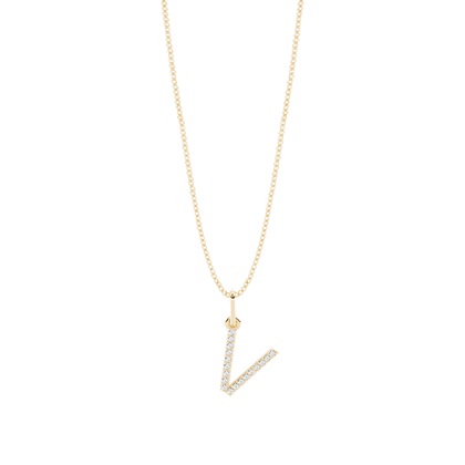 Yellow Gold Initial Diamond Pendants