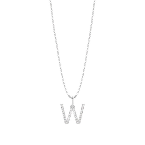 W Diamond Initial Pendant Necklace