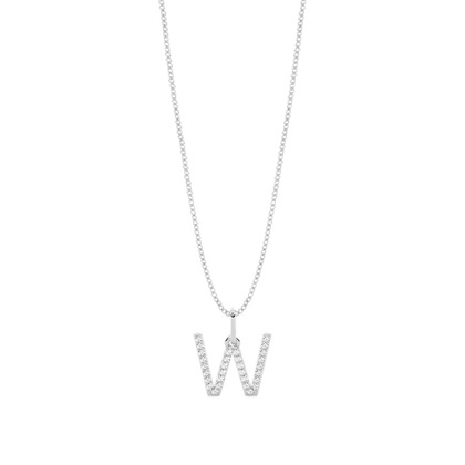 W Diamond Initial Pendant Necklace