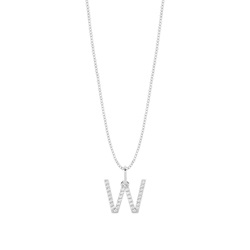W Diamond Initial Pendant Necklace