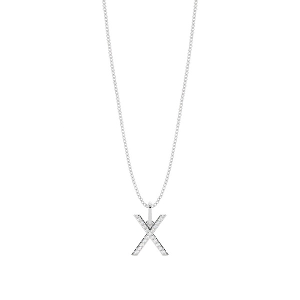 X Diamond Initial Pendant Necklace