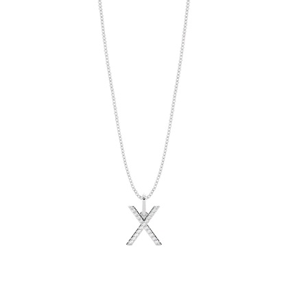 X Diamond Initial Pendant Necklace