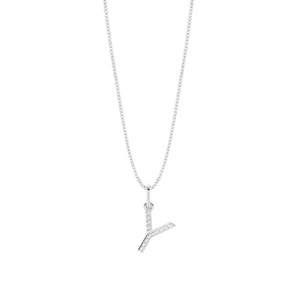 Y Diamond Initial Pendant Necklace