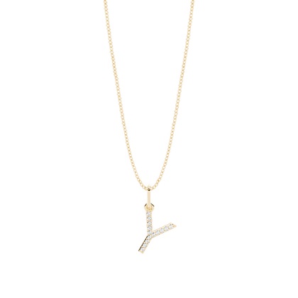 Yellow Gold Initial Diamond Pendants